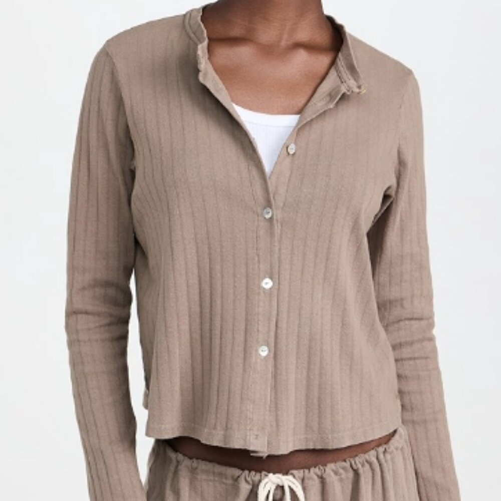 Donni Beige Pointelle Cardigan